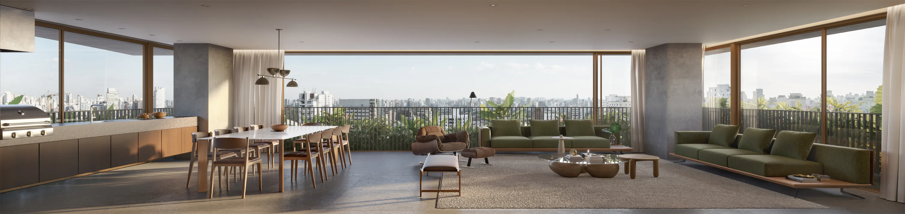 Living integrado com vista